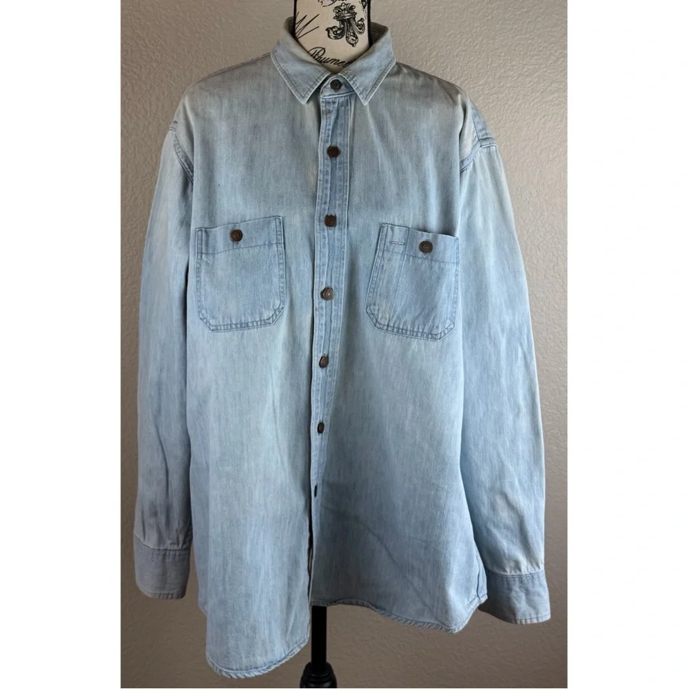 J Crew Vintage ‘Outfitters’ 80s 90s Men’s Chambray Button Down Shirt, size XL